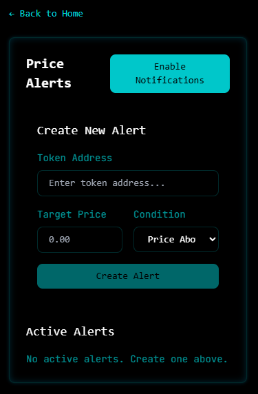 Specra Price Alerts Interface
