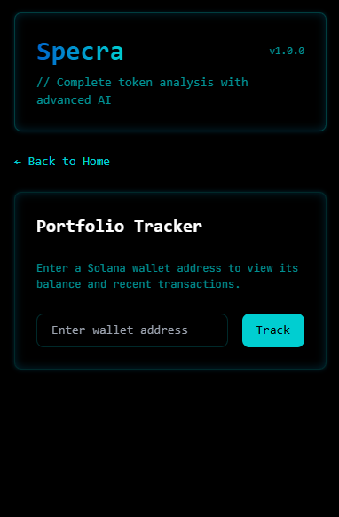 Specra Portfolio Tracker Interface